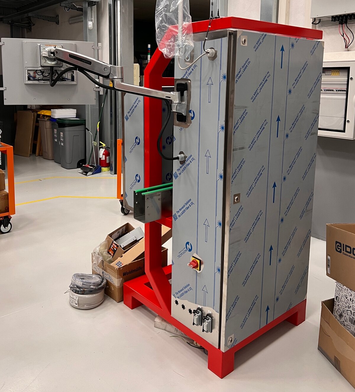 ENOS PET Sorter rejection unit with diverter arm and control cabinet